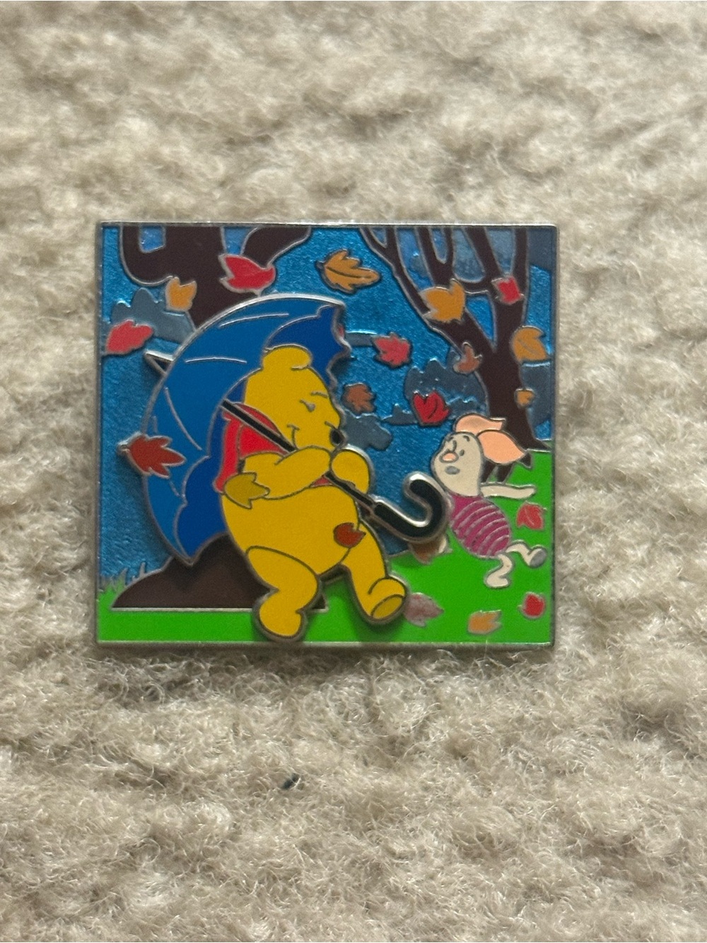 Winnie the Pooh Piglet Blustery Day Umbrella Windy Leaves Slider Disney Pin 2015